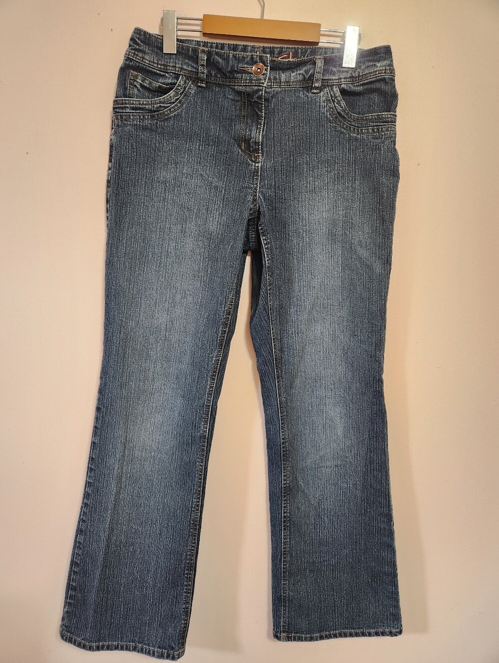 Vintage Y2K Contrast Mid Rise Bootcut Jeans Faded Wash Contrast Stitch Denim 11